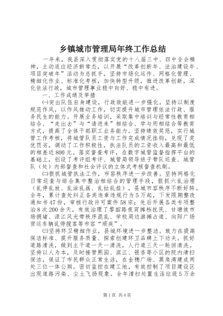 乡镇城市管理局年终工作总结