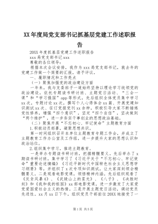 年度局党支部书记抓基层党建工作述职报告