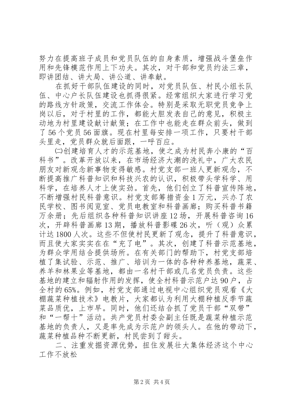 乡镇村党支部先进事迹_第2页