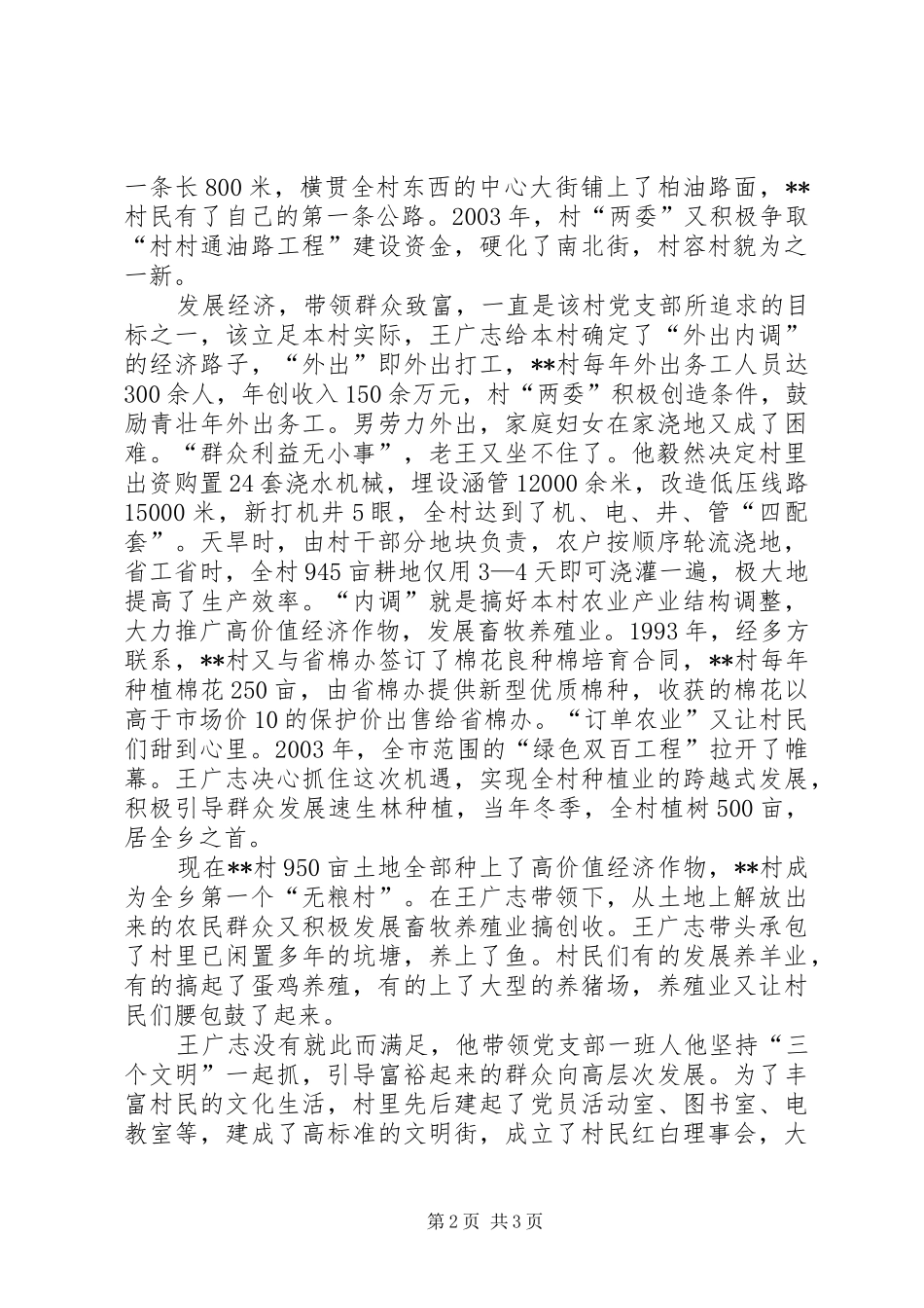 乡镇村党支部先进事迹材料_第2页