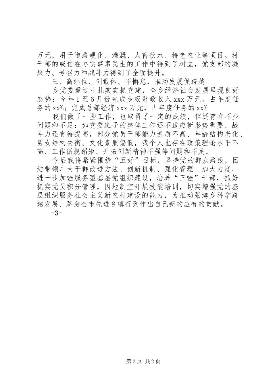 乡镇村级党建述职报告_第2页