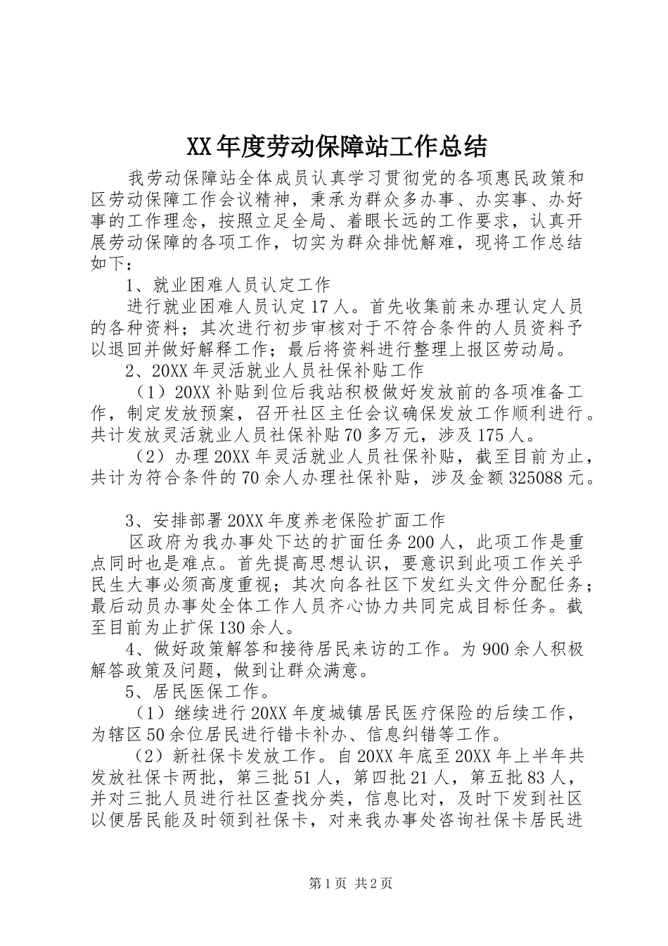 年度劳动保障站工作总结_第1页