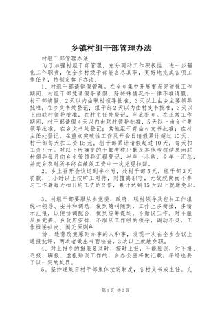乡镇村组干部管理办法