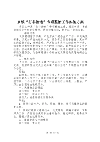 乡镇打非治违专项整治工作实施方案