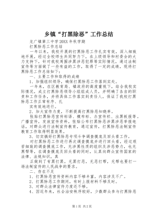 乡镇打黑除恶工作总结