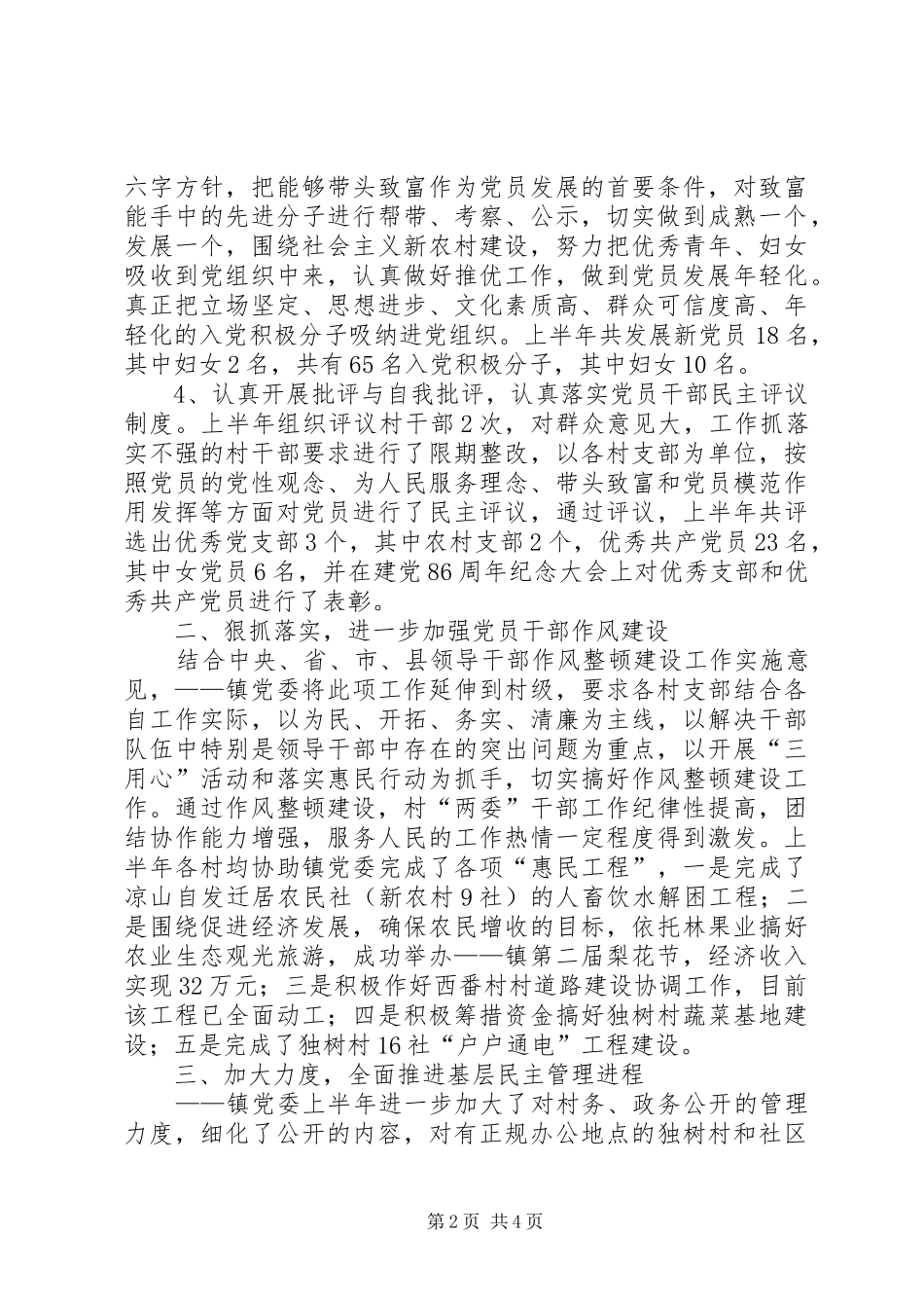 乡镇党的基层组织建设上半年工作总结_第2页