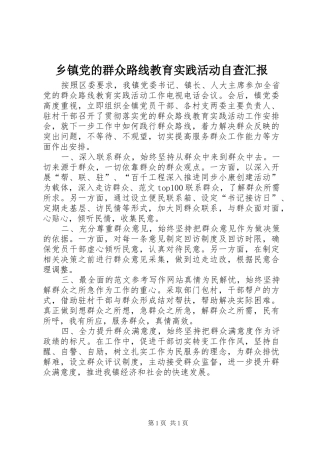 乡镇党的群众路线教育实践活动自查汇报