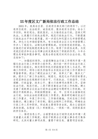 年度区文广新局依法行政工作总结