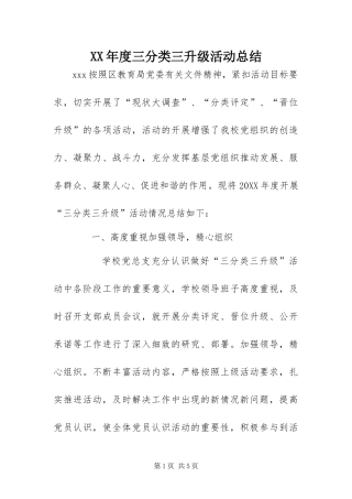 年度三分类三升级活动总结