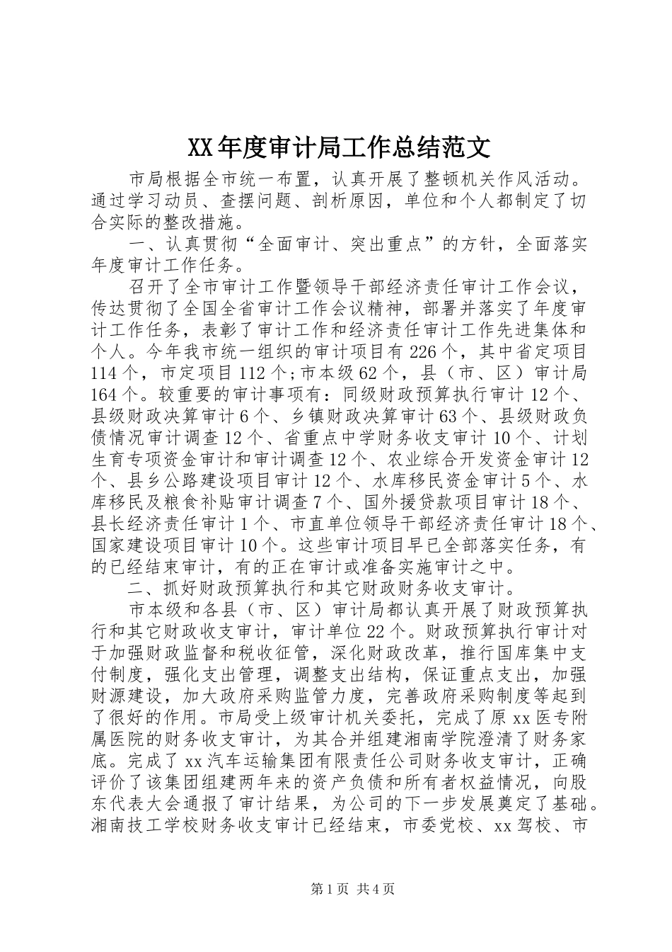 年度审计局工作总结范文_第1页