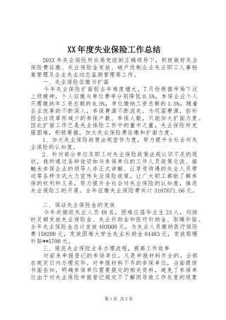年度失业保险工作总结