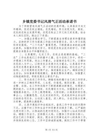 乡镇党委书记风清气正活动承诺书