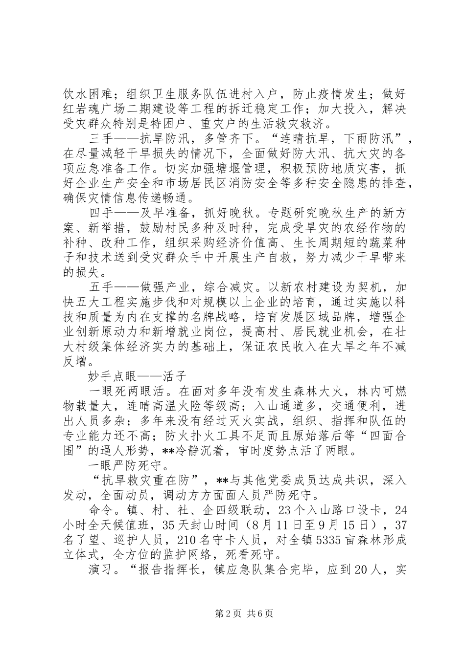 乡镇党委书记抗旱救灾优秀事迹材料_第2页