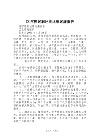 年度述职述责述德述廉报告