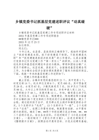 乡镇党委书记抓基层党建述职评议动真碰硬