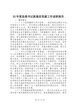 年度县委书记抓基层党建工作述职报告