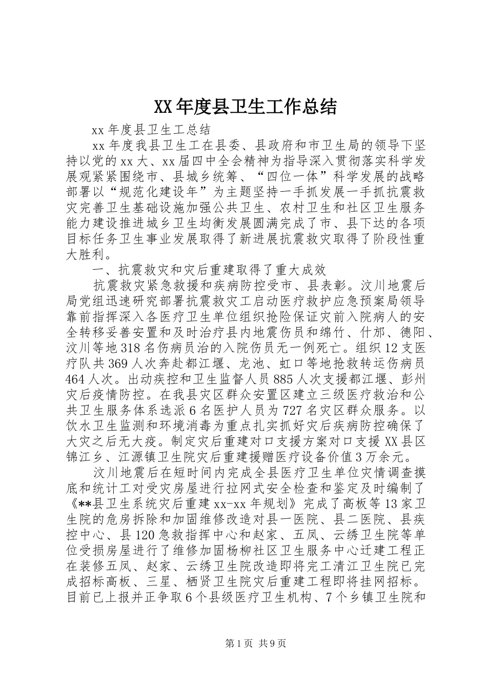 年度县卫生工作总结_第1页