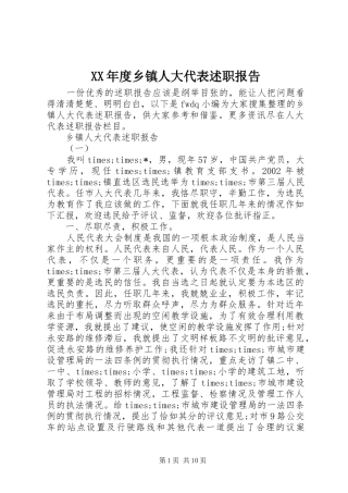 年度乡镇人大代表述职报告