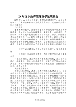 年度乡政府领导班子述职报告
