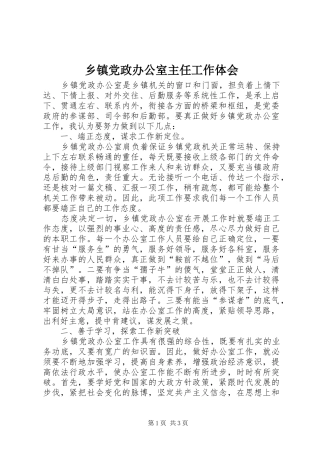 乡镇党政办公室主任工作体会