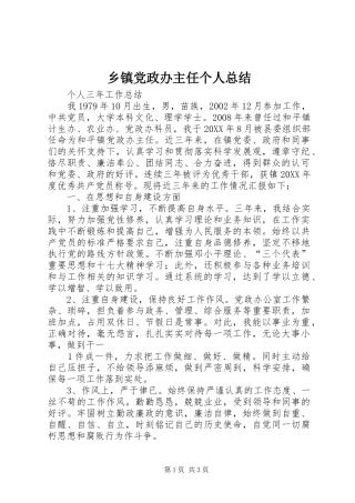 乡镇党政办主任个人总结