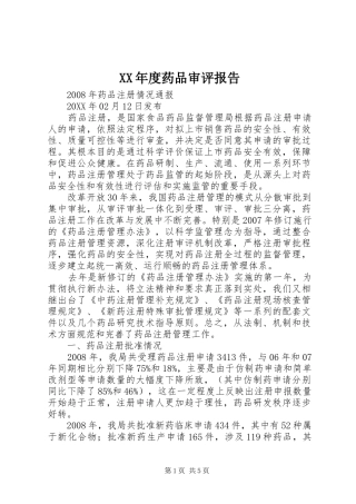 年度药品审评报告