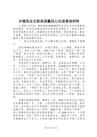 乡镇党总支抓承诺赢民心先进事迹材料
