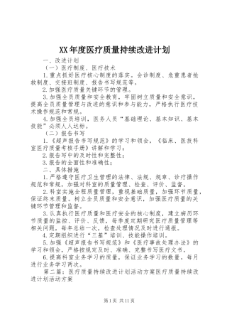 年度医疗质量持续改进计划