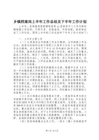 乡镇档案局上半年工作总结及下半年工作计划