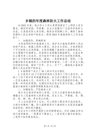 乡镇的年度森林防火工作总结