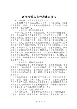 年度镇人大代表述职报告