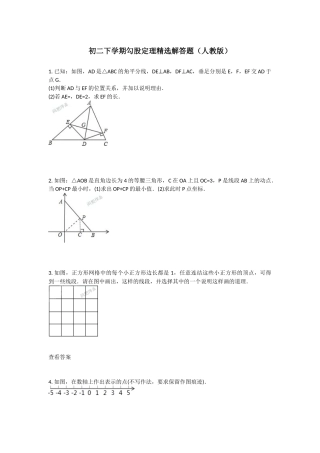 初二下学期勾股定理精选解答题(人教版)
