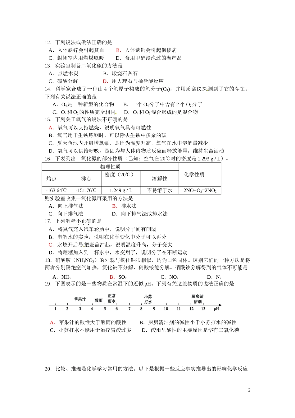 北京市东城区2012年中考一模化学试题_第2页