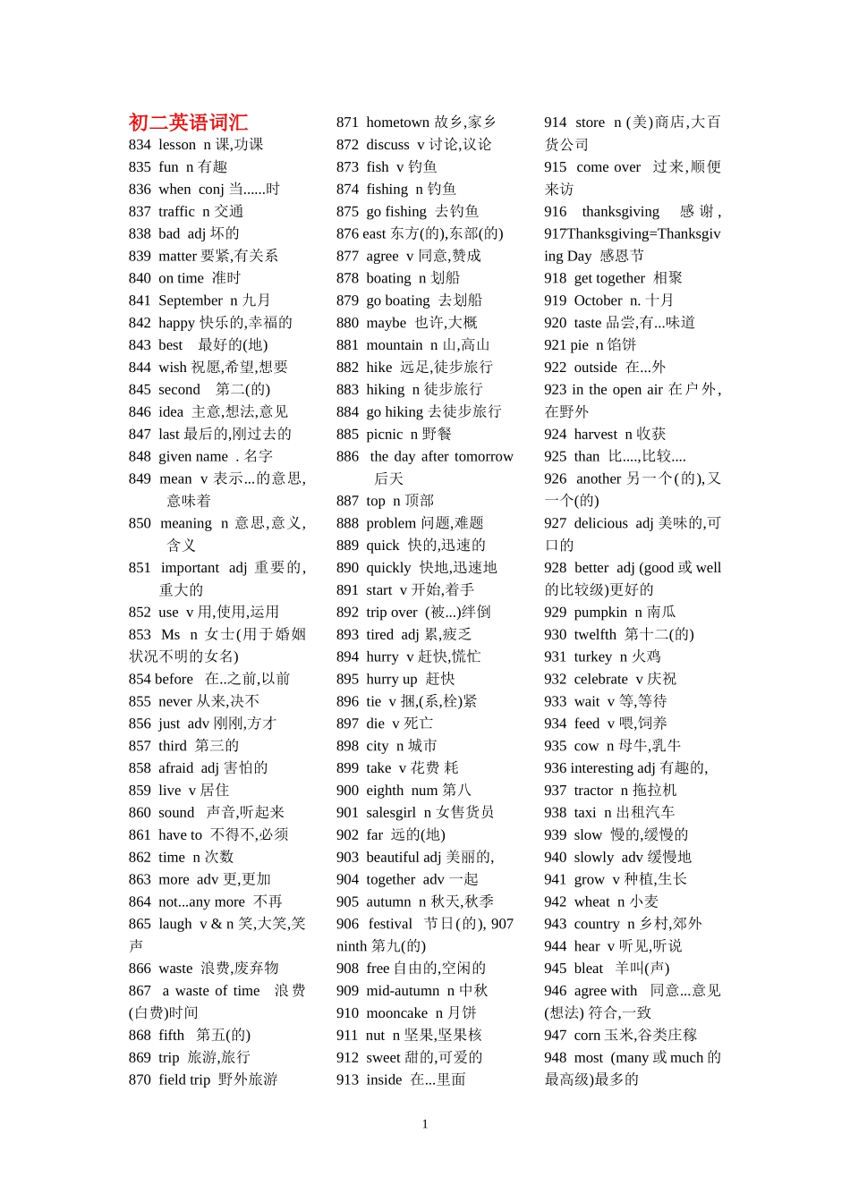 初二英语词汇_第1页