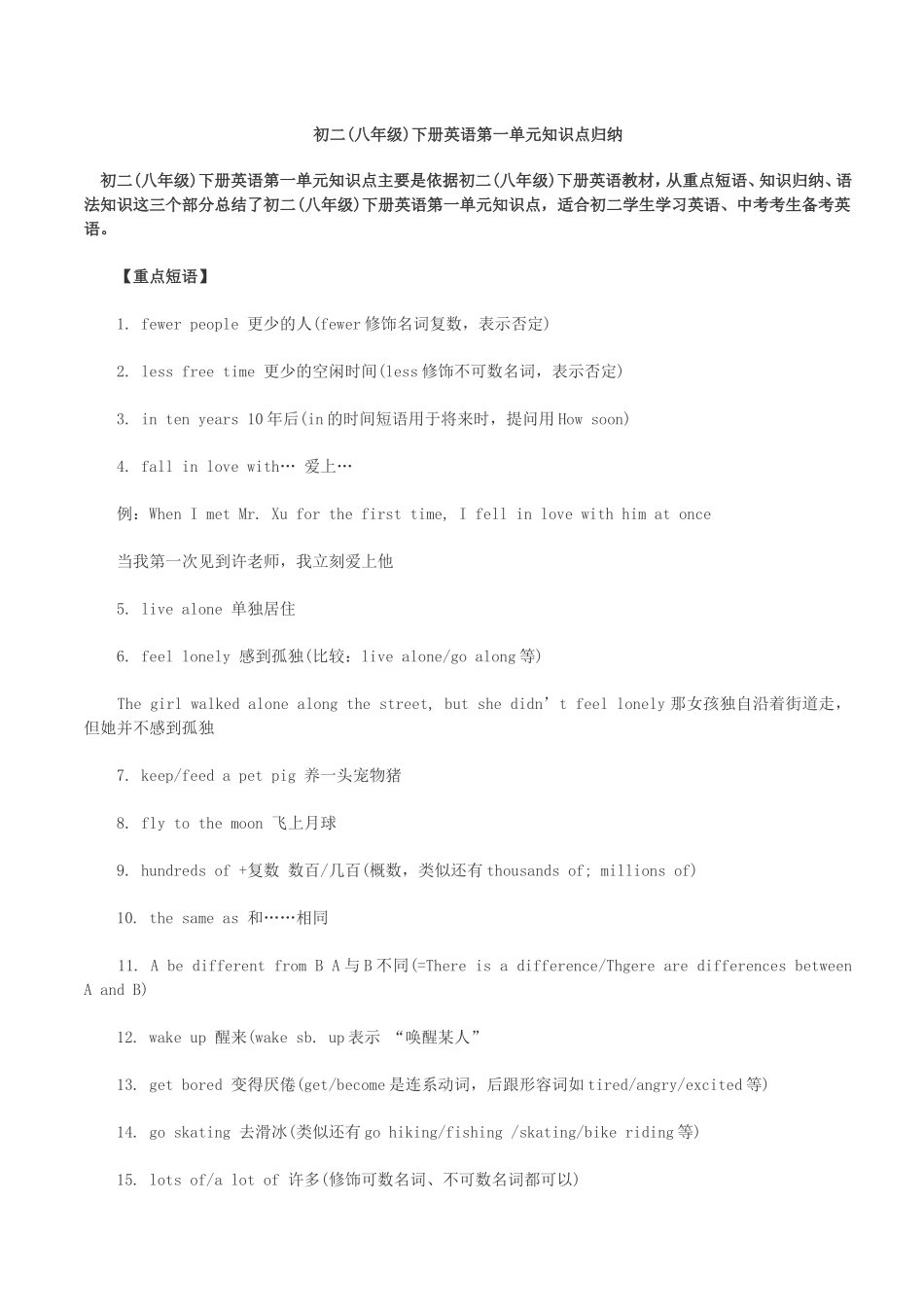 初二英语下册知识点归纳_第1页