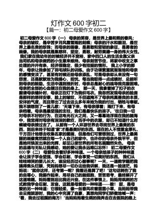 初二作文之灯作文600字初二