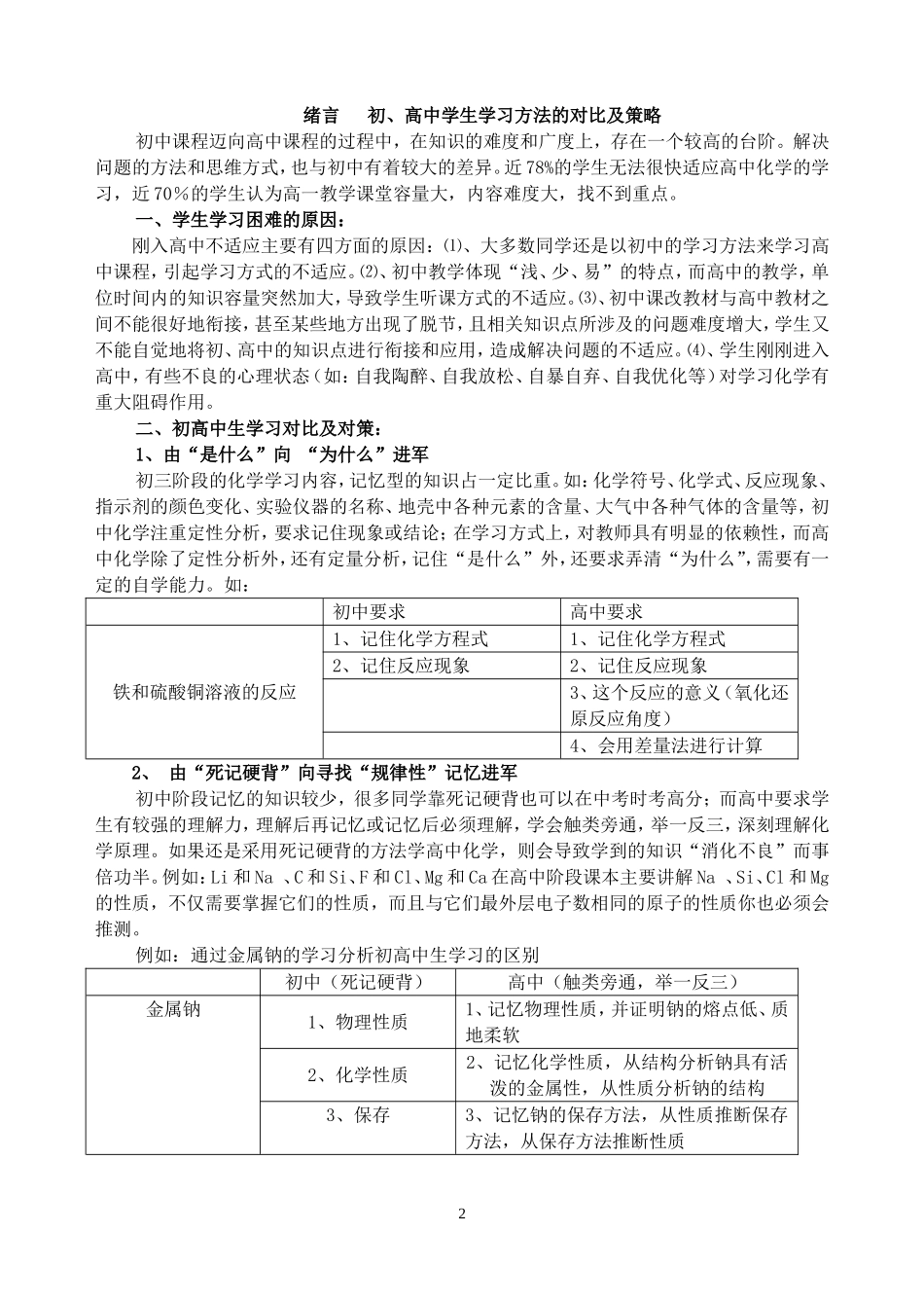 初高中化学知识的衔接2_第2页
