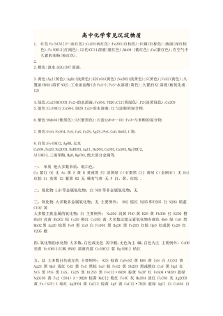 初、高中化学沉淀及颜色