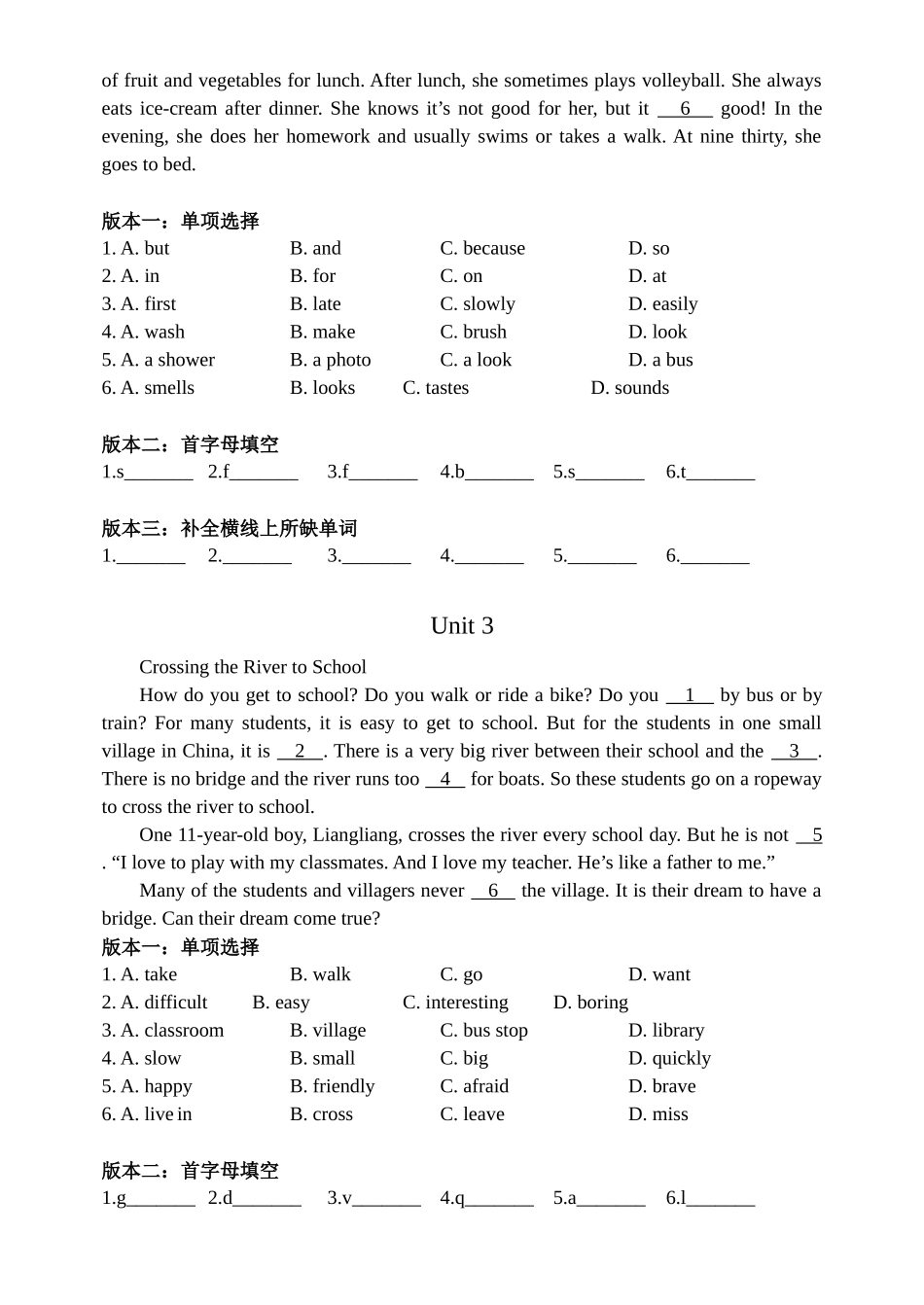 北京市海淀区2015-2016学年度七年级第二学期期中英语复习——完形练习-课内(无答案)_第2页