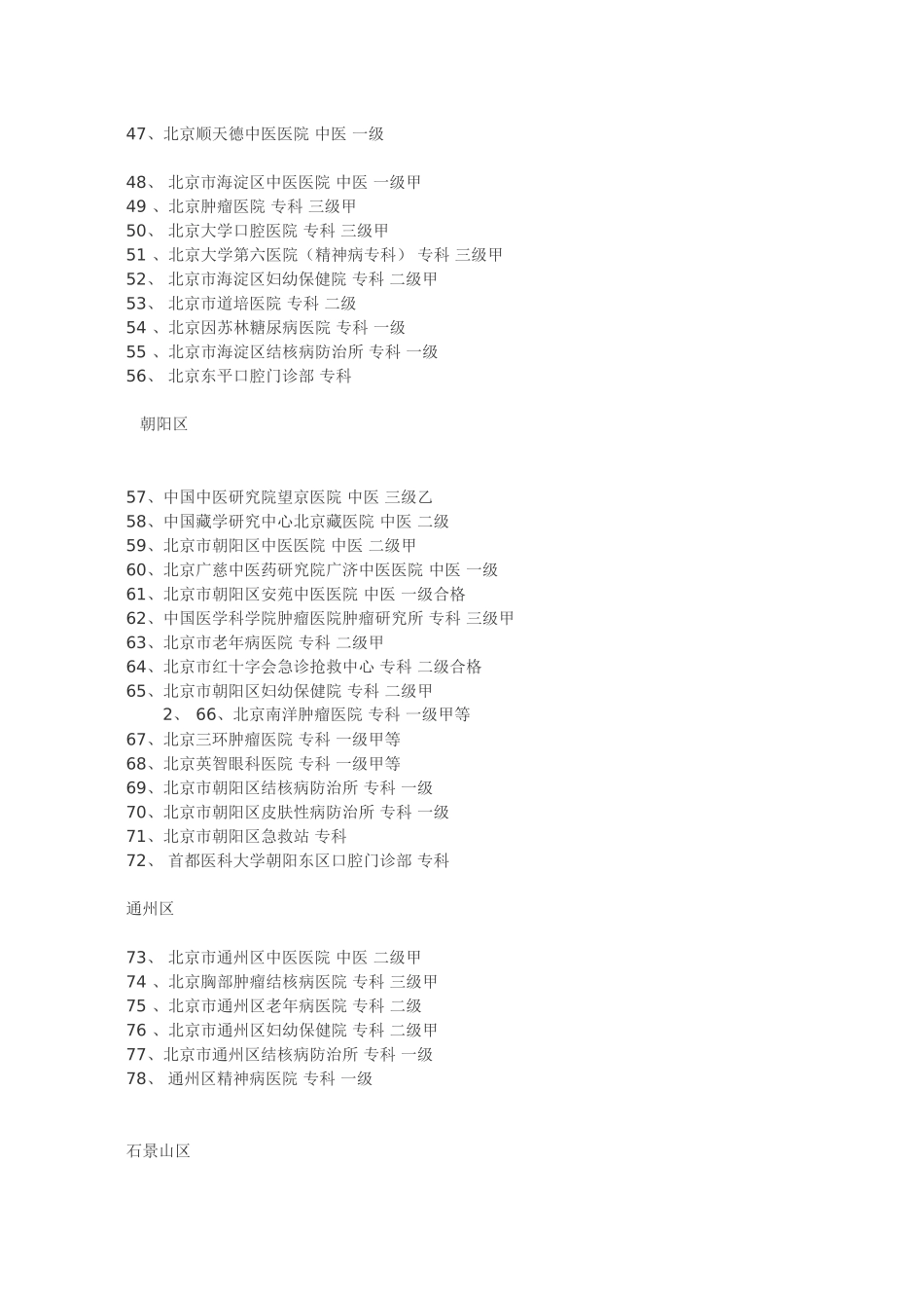 北京市基本医疗保险A类定点医疗机构及定点医院名单_第3页
