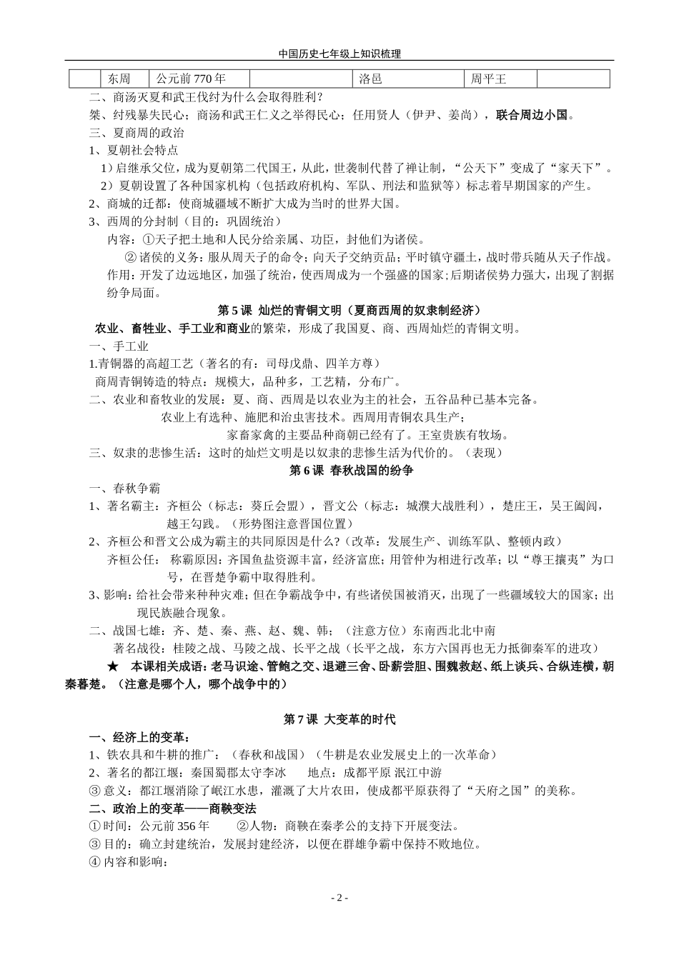 初一历史上学期复习_第2页