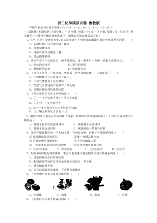 初三化学模拟试卷-鲁教版