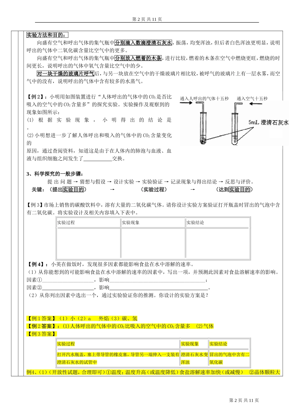 初三化学上册课本实验内容专题复习_第2页