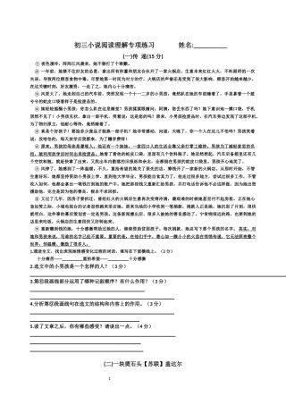 初三小说阅读理解专项练习