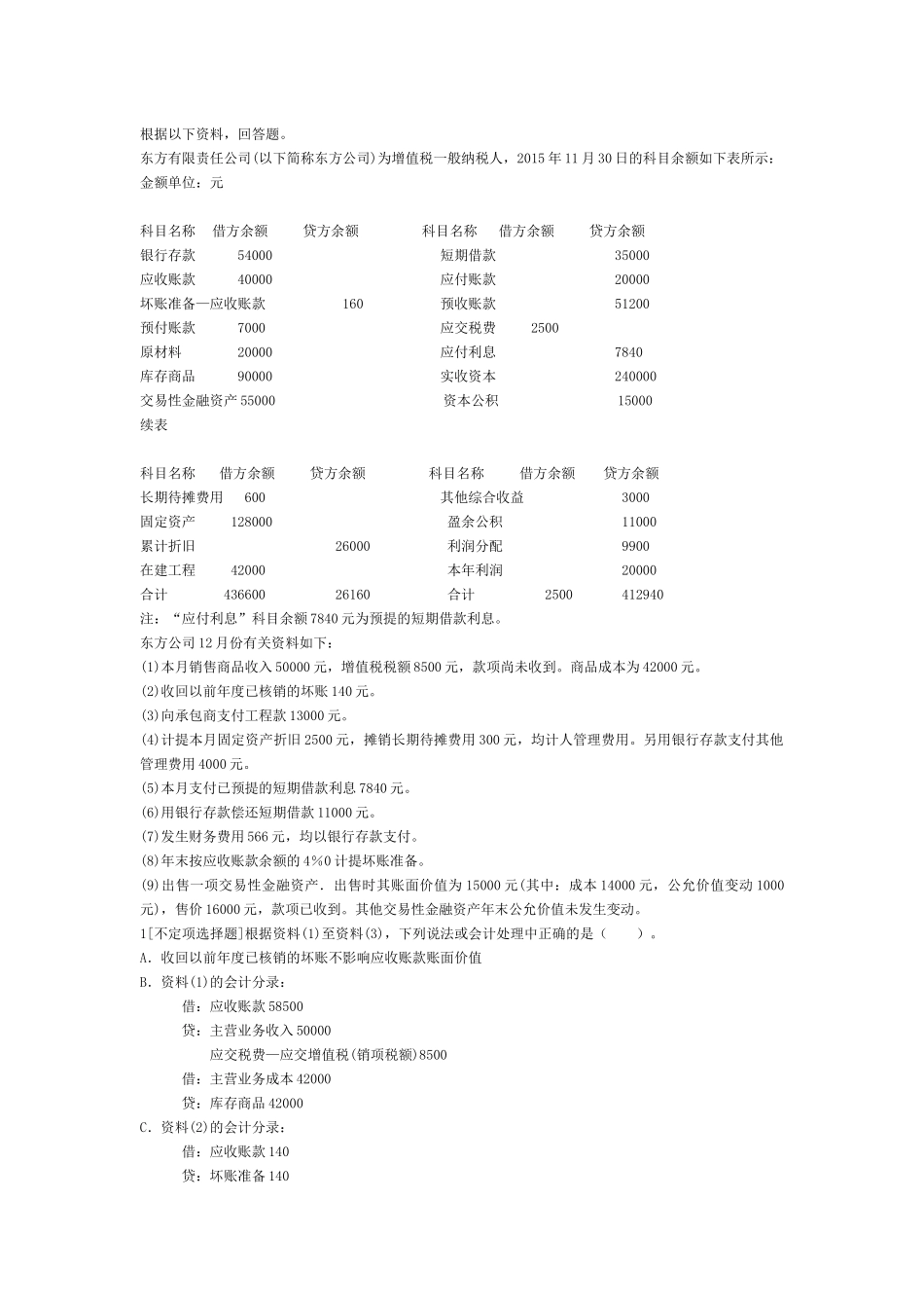 初级会计职称不定项选择题_第1页