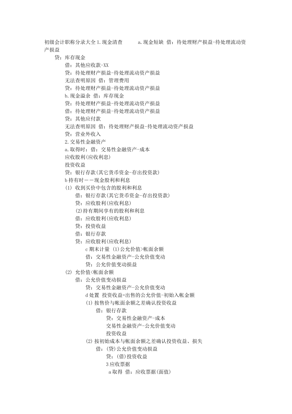 初级会计职称分录_第1页