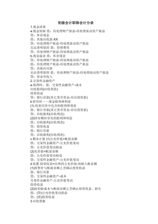 初级会计职称会计分录