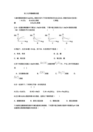 初三化学酸碱测试题
