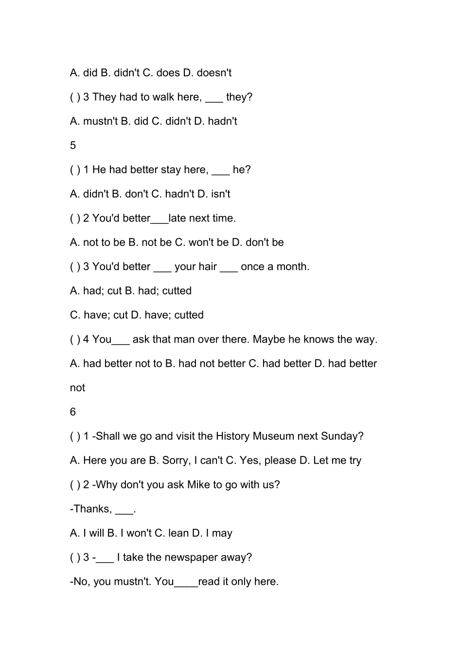 初一情态动词练习题_第3页