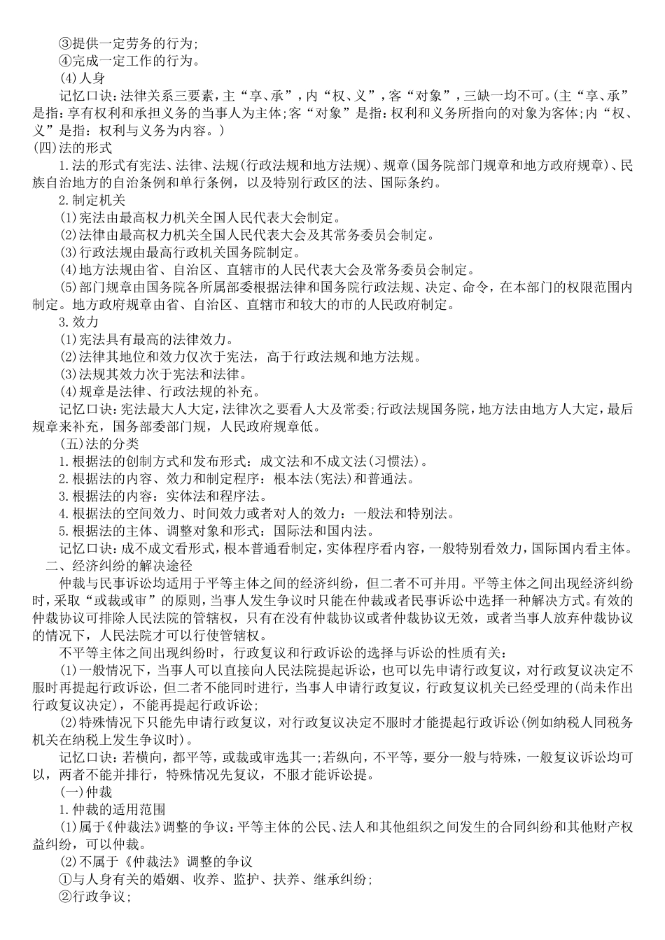 初级经济法基础各章节知识点速记_第2页